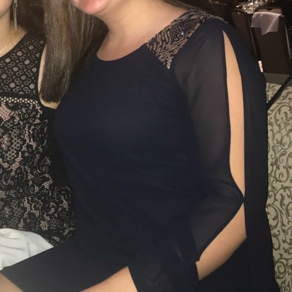 Great Condition Navy Slit Sleeve Dress - Picture 3 of 6